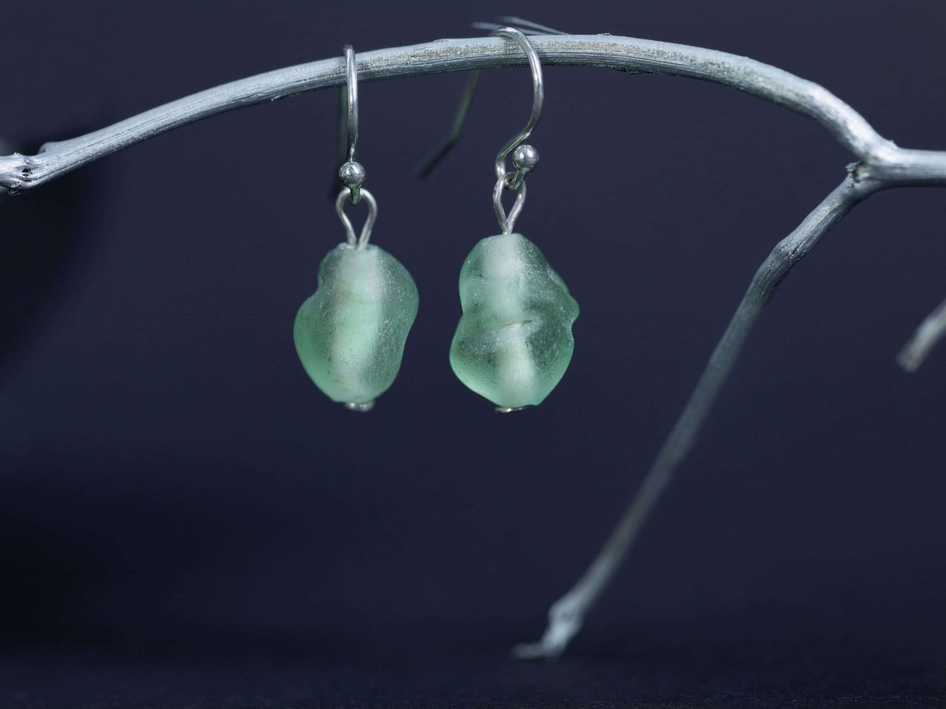 SAROCCA Glas Schmuck individuell nachhaltig Ohrringe grün Silber