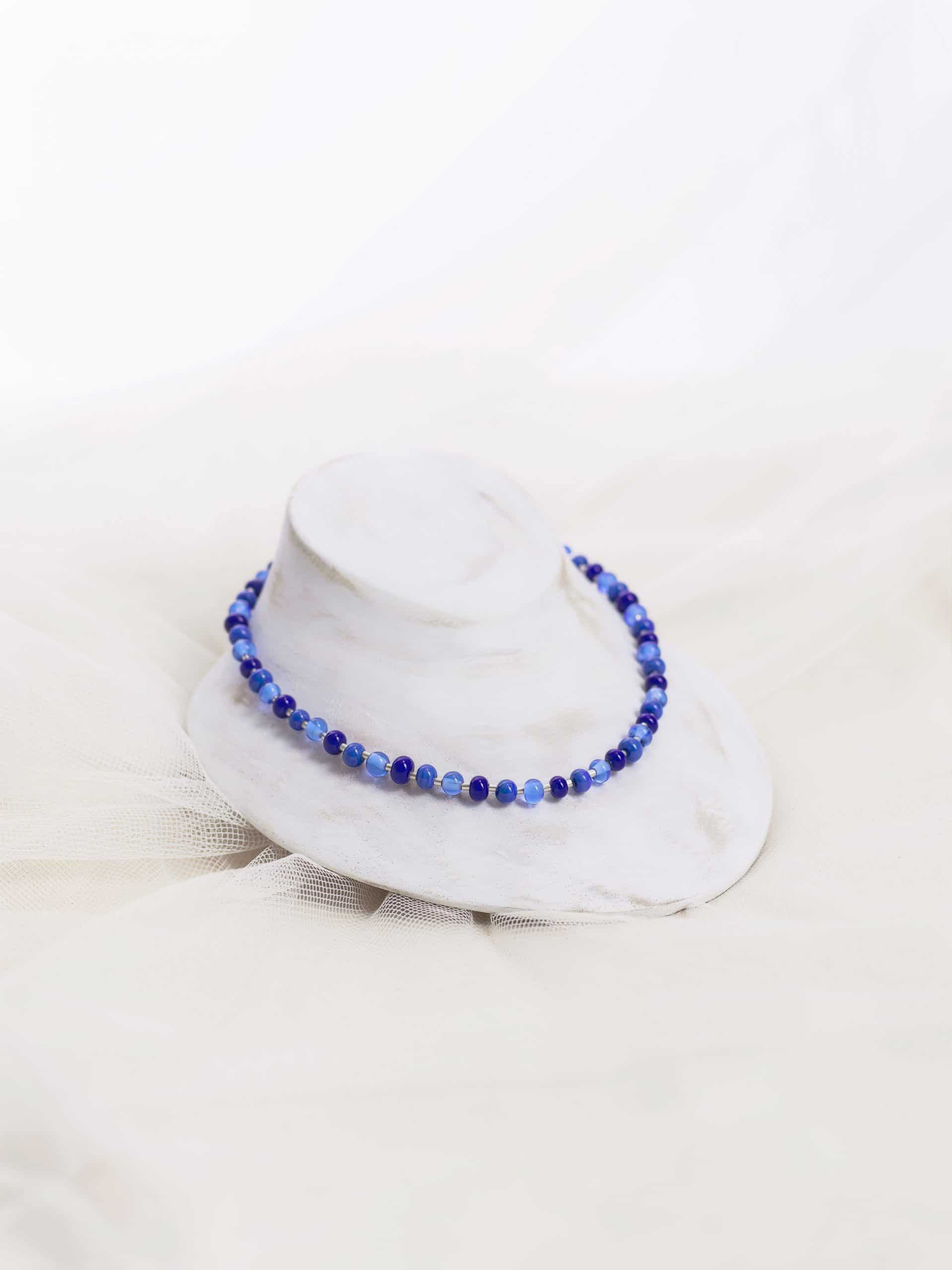 SAROCCA Glas Schmuck individuell nachhaltig Halskette blau Silber