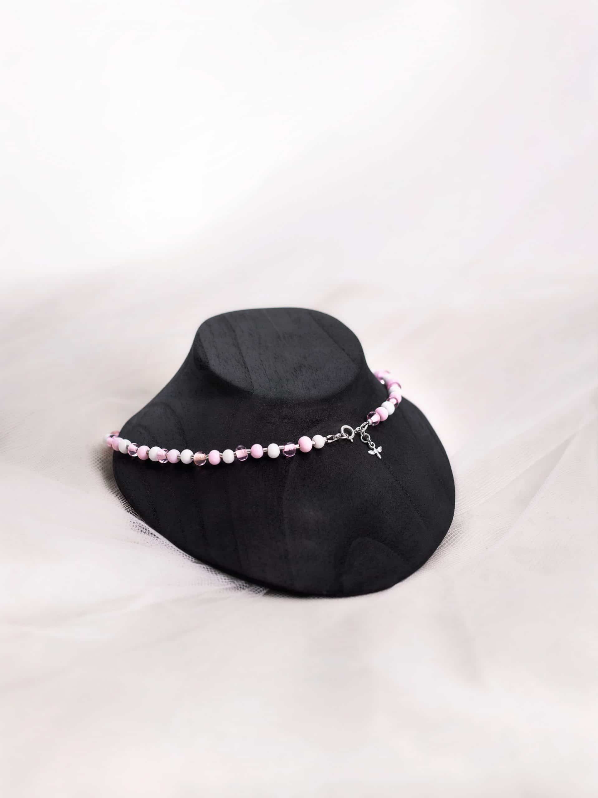 SAROCCA Glas Schmuck individuell nachhaltig Halskette rosa Silber