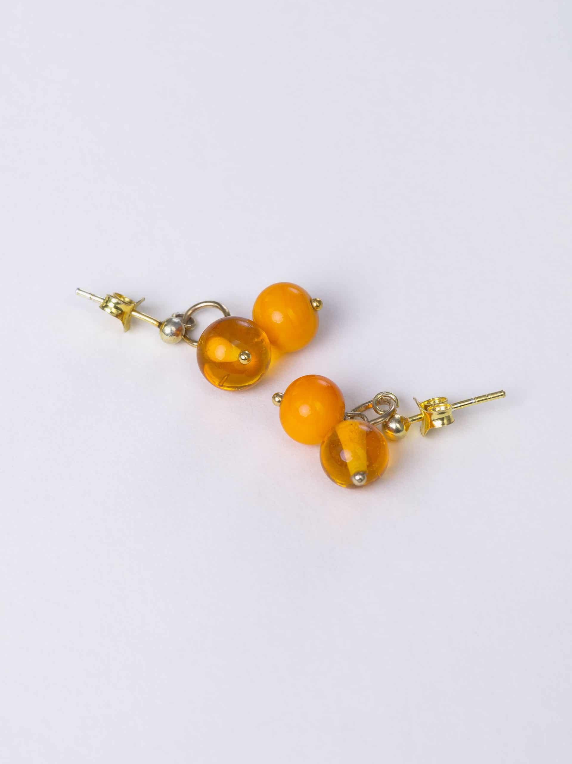 SAROCCA Glas Schmuck individuell nachhaltig Ohrringe orange vergoldetes Silber